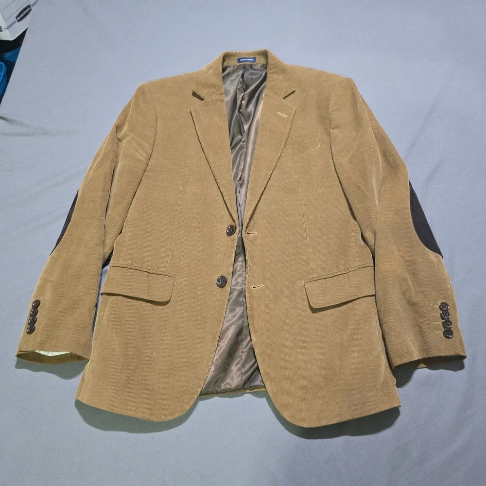 Stafford Blazer Mens 36S Tan Corduroy Classic Fit Signature Elbow Patches